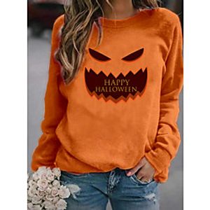 Women's Sweatshirt Pullover Text Pumpkin Print Halloween Sports 3D Print Active Streetwear Hoodies Sweatshirts  Orange White Black miniinthebox