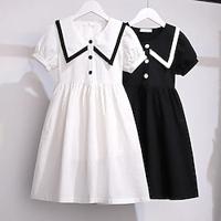 Kids Girls Elegant Dress Middle School Uniform Frock Korean Style Dress Summer Short Sleeve Fashion Clothes Lightinthebox