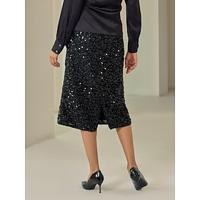 Sparkly Midi Sequined Black Skirts - thumbnail