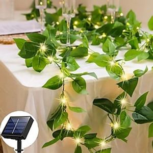 Solar Christmas Garden Fairy Lights Outdoor Waterproof Simulation Leaf String Lights 2m 20LEDs Wedding Holiday Garden Balcony Xmas Party Yard Decoration miniinthebox