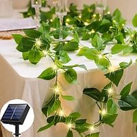 Solar Christmas Garden Fairy Lights Outdoor Waterproof Simulation Leaf String Lights 2m 20LEDs Wedding Holiday Garden Balcony Xmas Party Yard Decoration miniinthebox - thumbnail