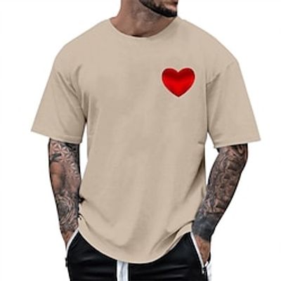 Heart Fashion Outdoor Casual Men's 3D Print T shirt Tee Sports Outdoor Holiday Festival Valentine's Day T shirt Black White Navy Blue Short Sleeve Crew Neck Shirt Spring  Summer Clothing Apparel S M Lightinthebox