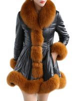 Faux Fur Collar PU Slim Coats