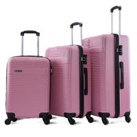 PARA JOHN Lightweight 3-Pieces ABS Hard side Travel Luggage Trolley Bag Set with Lock for men / women / unisex Hard shell strong PINK