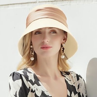 Hats Polyester Fiber Bucket Hat Straw Hat Sun Hat Wedding Casual Elegant Wedding With Pearl Ribbons Headpiece Headwear Lightinthebox