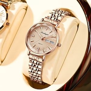 POEDAGAR Women Quartz Watch Fashion Luxury Diamond Analog Wristwatch Calendar Date Week Waterproof Casual Ladies Watch Lightinthebox