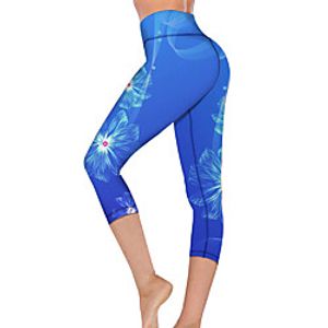 21Grams Women's High Waist Yoga Pants Capri Leggings Tummy Control Butt Lift Breathable Blue Fitness Gym Workout Running Summer Sports Activewear High Elasticity Lightinthebox