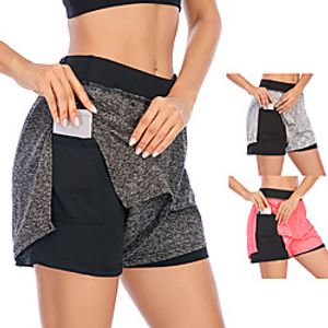Women's Running Shorts Home Bottoms 2 in 1 with Phone Pocket Liner Winter Fitness Gym Workout Running Active Training Quick Dry Breathable Moisture Absorbent Sport Solid Colored Coral Red Black Gray miniinthebox
