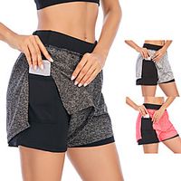 Women's Running Shorts Home Bottoms 2 in 1 with Phone Pocket Liner Winter Fitness Gym Workout Running Active Training Quick Dry Breathable Moisture Absorbent Sport Solid Colored Coral Red Black Gray miniinthebox - thumbnail
