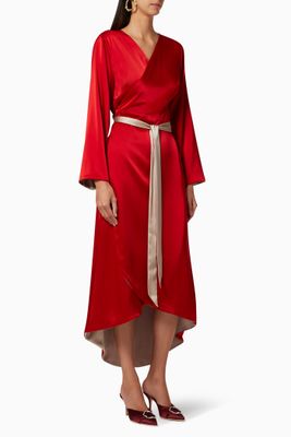 Double-Sided Satin Wrap Dress Double-Sided Satin Wrap Dress