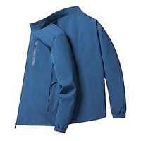 Men's Jacket Daily Going out Fall Spring Short Coat Stand Collar Regular Fit UV Resistant Warm Casual Sports Jacket Long Sleeve Plain Zipper Pocket Light Blue miniinthebox - thumbnail