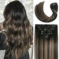 Clip in Hair Extensions Real Human Hair 100% 100g 7pcs Natural Black to Chestnut Brown Highlight Black 9A Brazilian Hair Full Head Smooth Woman Beauty 12inch #(1BT6) P1B Lightinthebox - thumbnail
