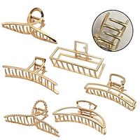 6 Pack Large Hair Claw Clips for WomanGold hair clipsStrong Hold metal jaw clipHair Clamps for Thin Thick HairFashion Hair Accessories Gifts for women Lightinthebox - thumbnail