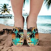 Women's Flats Slippers Slip-Ons Print Shoes Canvas Shoes Daily Vacation Travel Hawaii Contrast Color Coconut Palm Buckle Flat Heel Round Toe Vacation Casual Comfort Canvas Loafer Buckle Colorful Lightinthebox