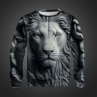 Graphic Animal Men's Fashion 3D Print Golf Pullover Sweatshirt Holiday Vacation Going out Sweatshirts Blue Purple Crew Neck Print Spring   Fall Designer Hoodie Sweatshirt Lightinthebox - thumbnail