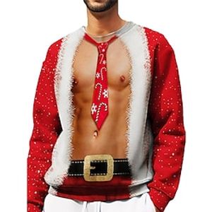 Graphic Simulation Merry Christmas Fashion Daily Casual Men's 3D Print Pullover Sweatshirt Christmas Holiday Vacation Sweatshirts Red Crew Neck Print Spring   Fall Designer Lightinthebox