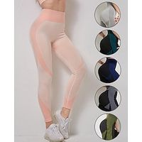 Women's Yoga Leggings Tummy Control Butt Lift High Waist Yoga Fitness Gym Workout Cropped Leggings Bottoms Color Block Dark Grey Black Rosy Pink Sports Activewear High Elasticity Skinny Lightinthebox - thumbnail