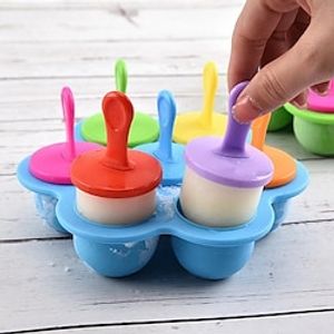 7 Holes DIY Ice Cream Ice Pops Mold Food Grade Silicone Popsicle Mould Icemaker Baby DIY Food Supplement Tools Fruit Shake Accessories miniinthebox