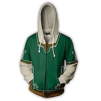 The Legend of Zelda Link Outerwear Zip-Up Hoodie Anime Front Pocket Graphic Hoodie Outerwear For Men's Women's Unisex Adults' 3D Print 100% Polyester Party Casual Daily miniinthebox