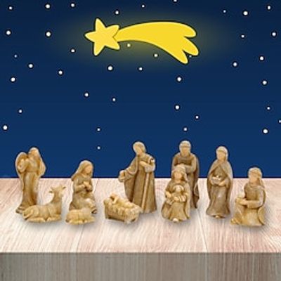 10pcs Resin Christmas Manger Group for Festive Decor, Christmas Decoration Xmas Gift Lightinthebox