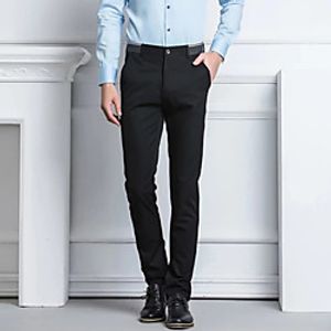 Men's Chic  Modern Chino Breathable Comfort Business Formal Dress Pants Pants Solid Color Plain Full Length Pocket Black Dark Blue Lightinthebox