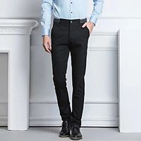Men's Chic  Modern Chino Breathable Comfort Business Formal Dress Pants Pants Solid Color Plain Full Length Pocket Black Dark Blue Lightinthebox - thumbnail