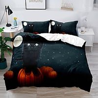 Halloween Decor 3-Piece Duvet Cover Set Hotel Bedding Sets Comforter Cover with Soft Lightweight Thicken Fabric, Include 1 Duvet Cover, 2 Pillowcases for Double/Queen/King(1 Pillowcase for Twin/Single) miniinthebox - thumbnail