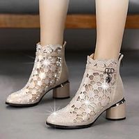 Women's Heels Boots Clear Shoes Heel Sandals Heel Boots Office Daily Sparkling Glitter High Heel Chunky Heel Pointed Toe Round Toe Elegant Classic Casual Faux Suede Mesh Loafer Cut-out Black Gold miniinthebox - thumbnail
