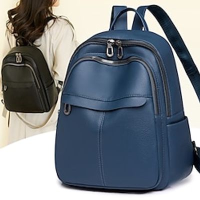 Women's Backpack Mini Backpack Daily Traveling Solid Color PU Leather Large Capacity Waterproof Zipper Black Red Blue Lightinthebox