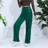 Women's Straight Normal 100% Polyester Solid Colored Green Casual High Rise Long Casual Spring Fall Lightinthebox