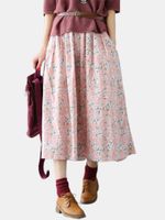 Vintage Floral Print Women Skirts