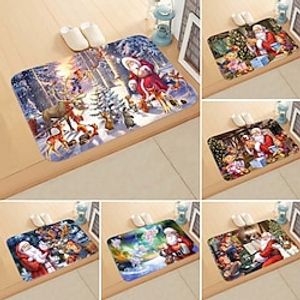 Santa Claus Doormat Decoration 3D Carpet Water Absorbent Non slip Doormat Entrance Bathroom Mat Christmas Carpet Cartoon Children's Floor Mat New Year Gift Decoration Entrance Doormat Lightinthebox