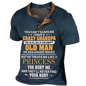 Men's Henley Shirt Tee Graphic Letter Henley Clothing Apparel 3D Print Outdoor Casual Short Sleeve Button-Down Print Fashion Designer Comfortable Lightinthebox
