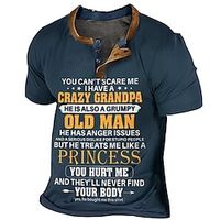 Men's Henley Shirt Tee Graphic Letter Henley Clothing Apparel 3D Print Outdoor Casual Short Sleeve Button-Down Print Fashion Designer Comfortable Lightinthebox - thumbnail