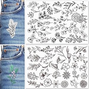2-Sheets Water Soluble Embroidery Stabilizers, Stick and Stitch Embroidery Paper with Pre-Printed Flowers and Leaves Pattern Transfers for Hand Sewing Lover Beginners Lightinthebox