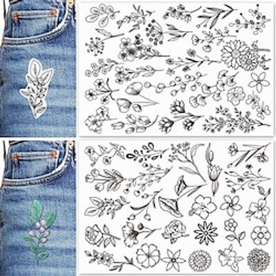 2-Sheets Water Soluble Embroidery Stabilizers, Stick and Stitch Embroidery Paper with Pre-Printed Flowers and Leaves Pattern Transfers for Hand Sewing Lover Beginners Lightinthebox