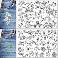 2-Sheets Water Soluble Embroidery Stabilizers, Stick and Stitch Embroidery Paper with Pre-Printed Flowers and Leaves Pattern Transfers for Hand Sewing Lover Beginners Lightinthebox - thumbnail