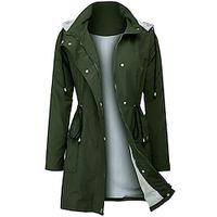 Women's Winter Coat Raincoat Waterproof Rain Jacket Windproof Trench Coat Fall Sport Outdoor Hiking Jacket Winter Coat Zip up Hooded Jacket with Pocket Warm Outerwear Long Sleeve Army Green Gray Blue Lightinthebox - thumbnail