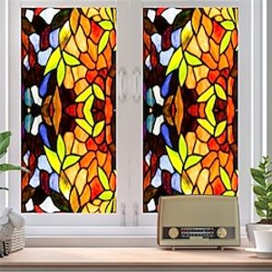 1PC Colorful Retro Window Glass Electrostatic Stickers Removable Window Privacy Stained Decorative Film for Home Office miniinthebox
