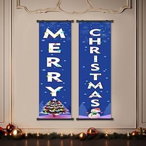 1pc Christmas Poster with Hangers Courtyard Merry Christmas Wall Art Canvas Posters Art For Home Living Room Decoration Wall Art Decor miniinthebox