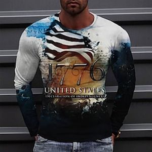 Men's T shirt Tee Tee Graphic Round Neck Blue 3D Print Casual Daily Long Sleeve Print Clothing Apparel Fashion Designer Comfortable Big and Tall miniinthebox