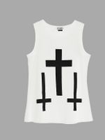 White Tank Top with Cross Print