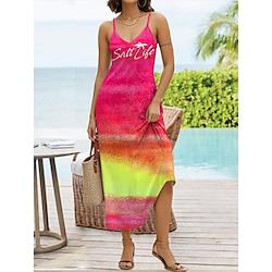 Women's Slip Dress Ombre Print V Neck Mini Dress Hawaiian Vacation Short Sleeve Summer Lightinthebox