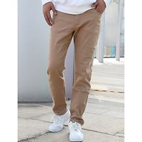 Men's Trousers Chinos Chino Pants Zipper Button Pocket Plain Comfort Breathable Outdoor Daily Going out Cotton Blend Fashion Casual Khaki miniinthebox