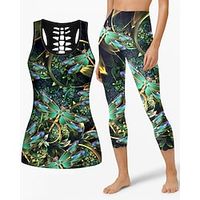 Women's Yoga Suit Yoga Set 2 Piece Tank Top Capri Leggings Clothing Suit Dark Pink 1# Yoga Fitness Gym Workout Tummy Control Butt Lift Breathable Sleeveless Sport Activewear Stretchy  Athletic Lightinthebox - thumbnail