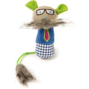 Petlinks - Mustache Mania - Catnip Filled Cat Toy - Soft Durable Plush Mouse - with Long Faux Fur Tail and Mustache