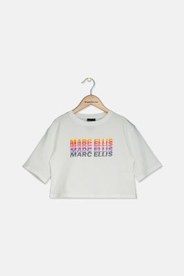 Toddler Girls Short Sleeve T-shirt  White Combo