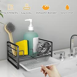 Kitchen Sink Drain Rack Organizer Kitchen Sink Soap Sponge Holder With Self-draining Tray Stainless Steel Sink Shelf Towel Rack Lightinthebox