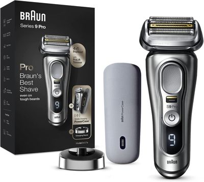 Braun Shaver Series 9 Pro Wet & Dry shaver with Power Case and charging stand Silver Shaver - 9427s
