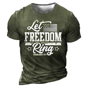 Men's Unisex T shirt 3D Print Graphic Prints National Flag Letter Crew Neck Street Daily Print Short Sleeve Tops Casual Designer Big and Tall Sports Black Army Green Dark Gray miniinthebox